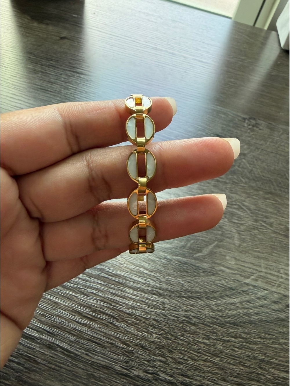18K Gold Plated Mother of Pearl Link Bracelet